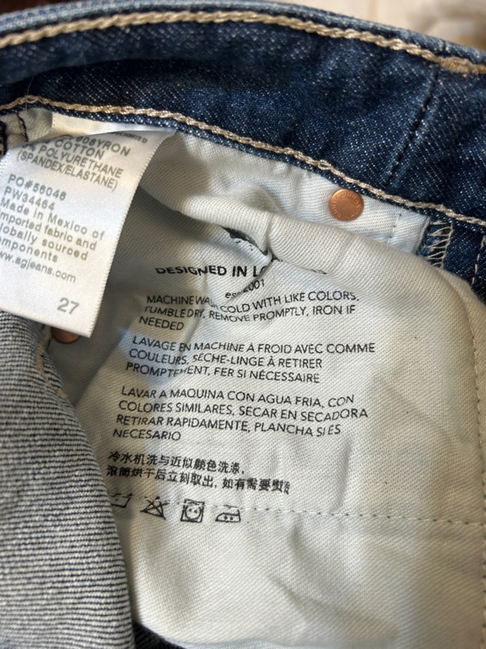 AG Adriano Goldschmied Alexxis Straight Leg High Rise Jeans in Dark Blue Wash 27 - Picture 11 of 12